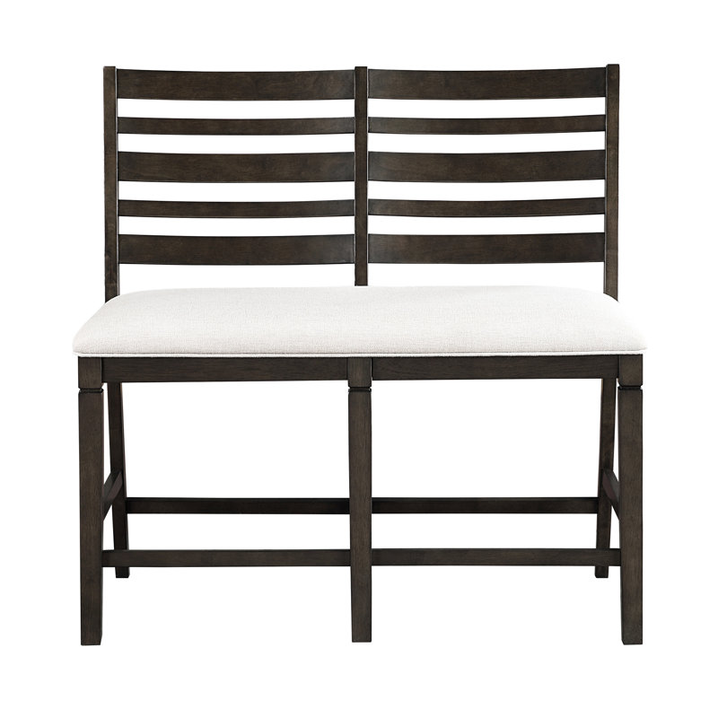 Banc 1 pièce à hauteur de comptoir - Style classique, structure en bois avec dossier, siège rembourré