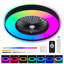 Ventilateur de plafond intelligent noir avec lumière DEL à changement de couleur RVB, intensité variable, application et télécommande