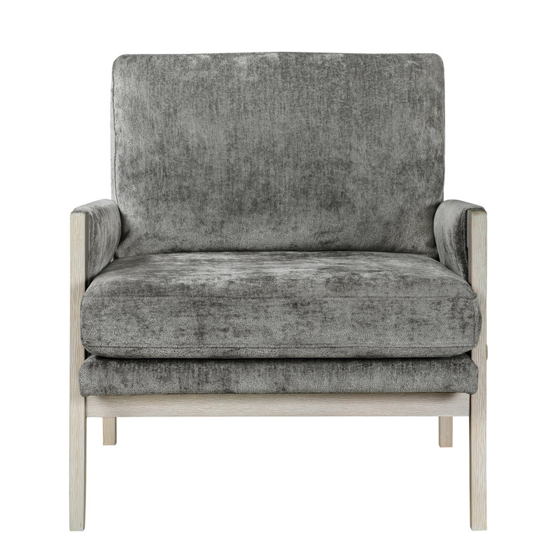 Chaise d'appoint rembourrée en chenille moderne, structure en bois massif, capacité de poids de 300 lb, chaise gris brunâtre dans les tons, fabrication, profondeur de siège de 20,5 po, capacité