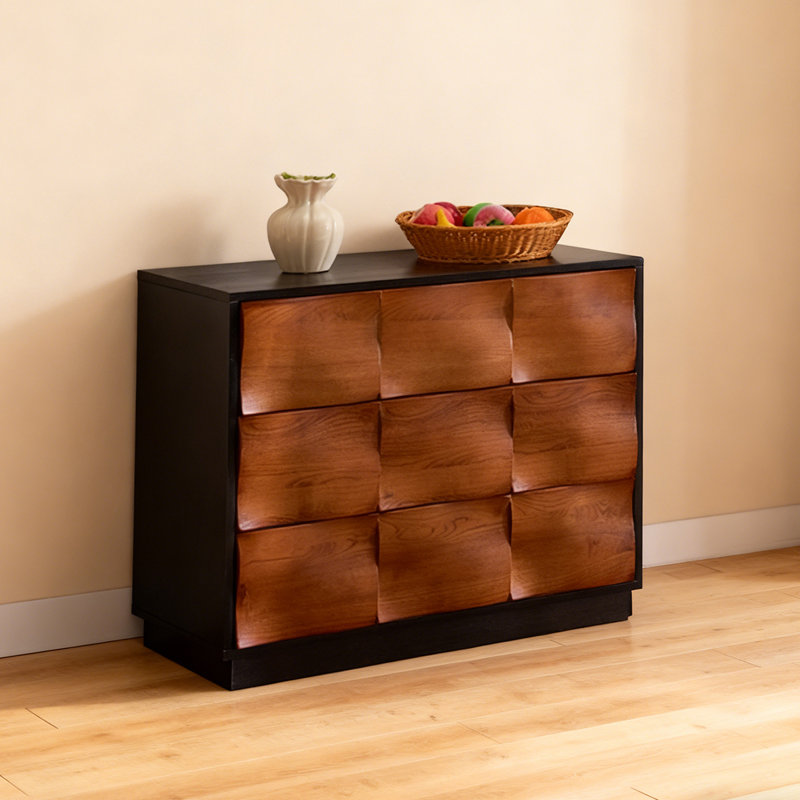Black+Dark-brown Solid + Manufactured Wood Accent Cabinet