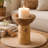 Decorative Candle Holder With Tree Stump Base, 8 Inch Brown Teak Wood