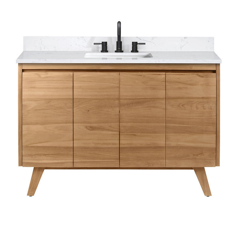 Coventry 49" Natural Teak Bath Vanity with White Stone Top