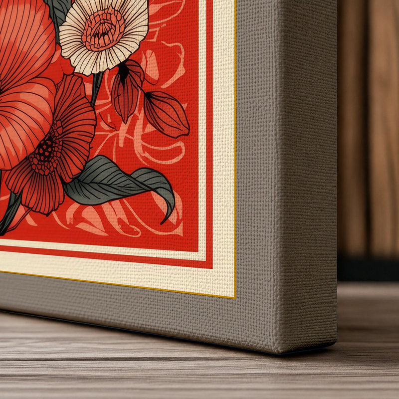 Floral Abundance Botanical 1 Piece Wrapped Canvas Wall Art, 24x16 - 61.0 x 40.6 cm, Taupe Border