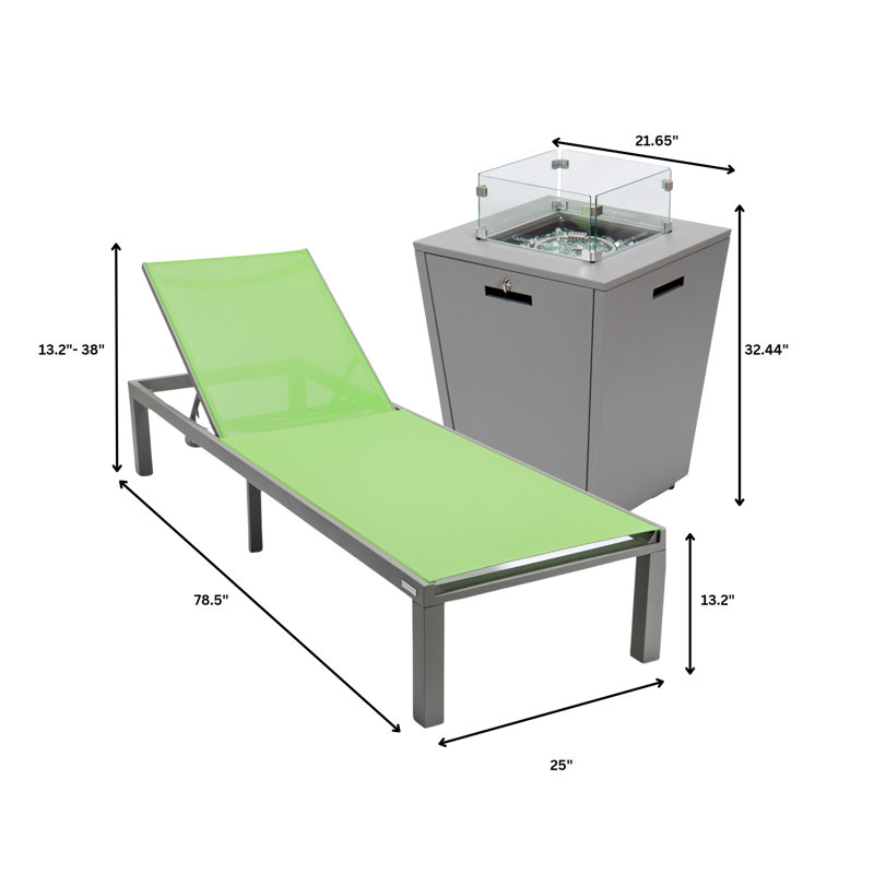 Outdoor Chaise Lounge Set, Green, Gray