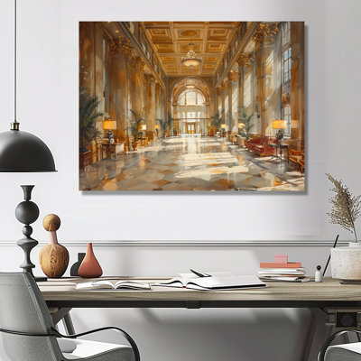 Yellow Hotel Grand Getaway - Hotels & Lodges Wall Art Living Room