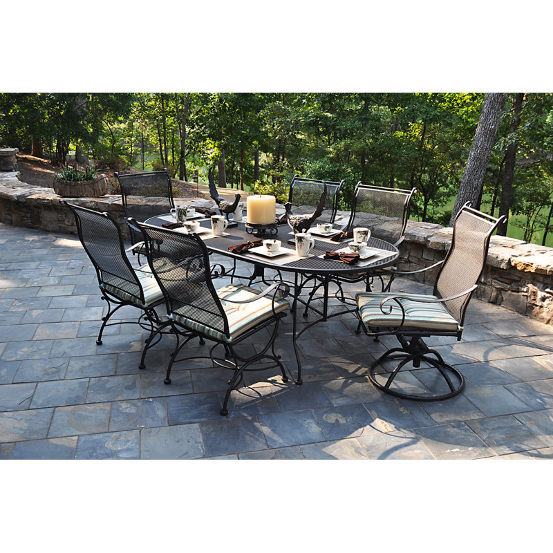 Rosser Oval Metal Outdoor Dining Table With Umbrella Hole , 84'' in. W 42'' in. D
