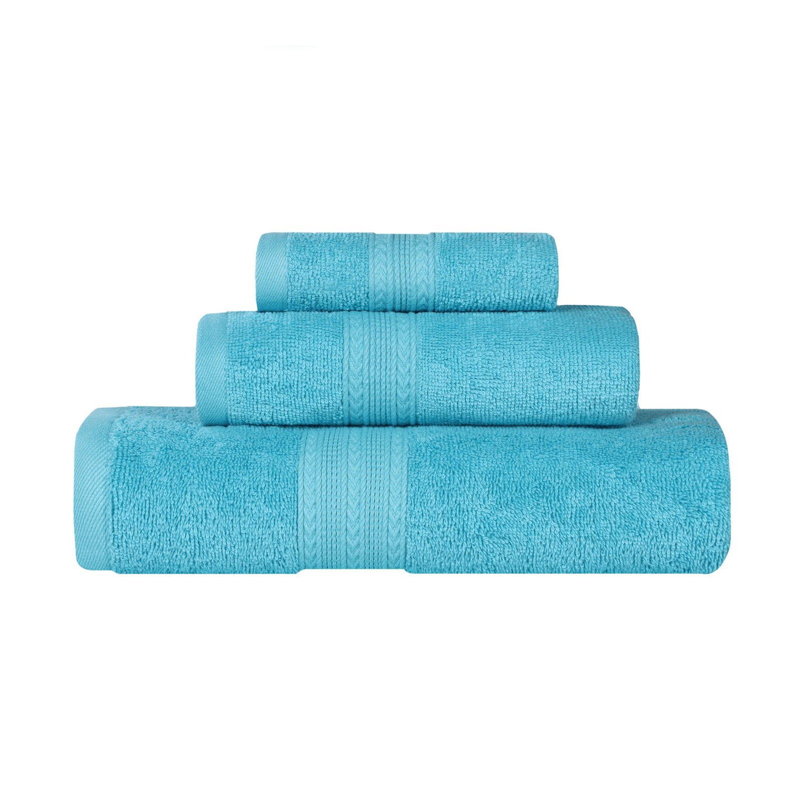 Asleigh 3-Piece Chevron Cotton Towel Set, Turquoise