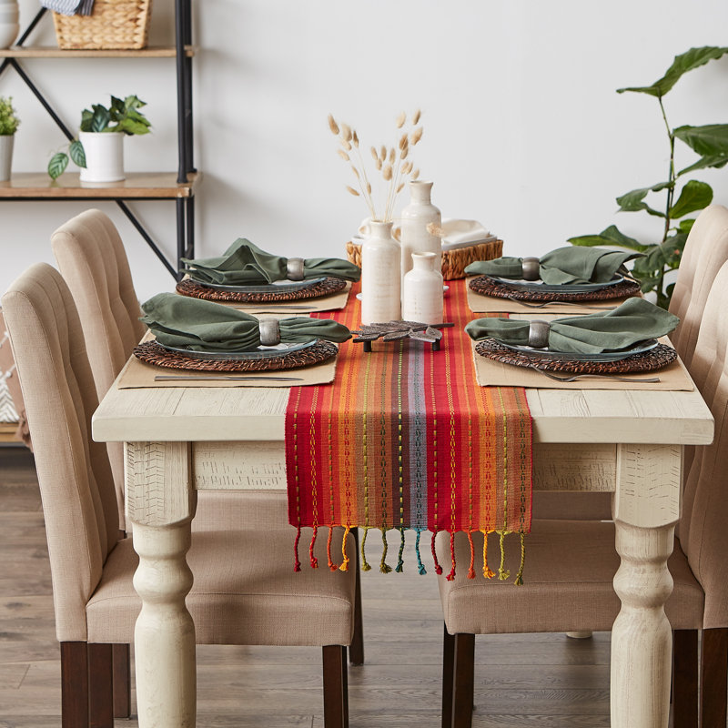 Juile Striped 100% Cotton Table Runner, 72" L x 14" W