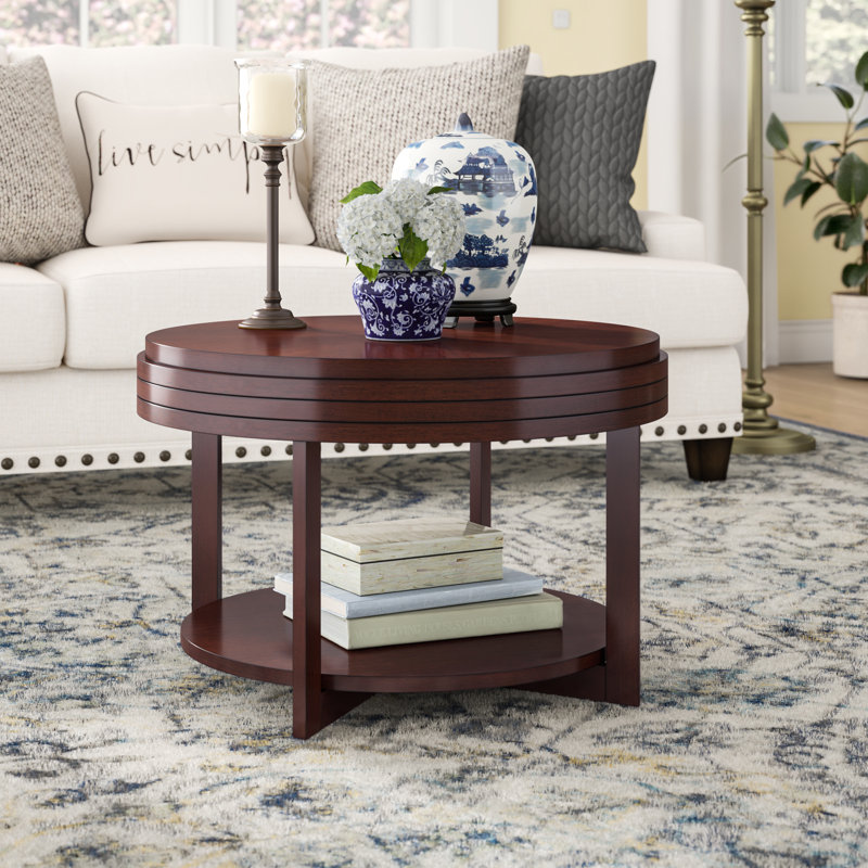Favorite Finds Solid Wood Round Apartment Coffee Table, Chocolate