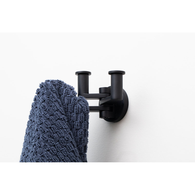 Kubic Pivoting Triple Robe Hook, Matte Black