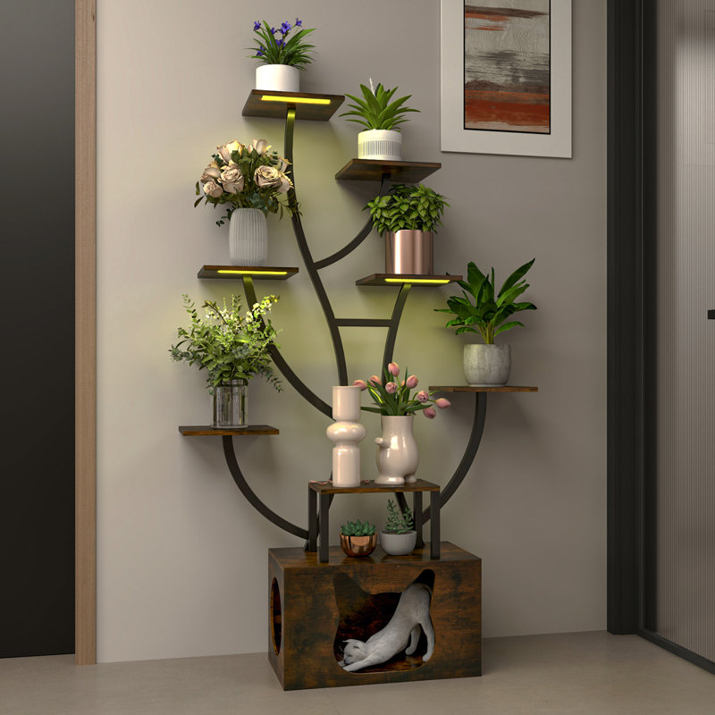  Support pour plante d'intérieur 63 "avec lumières de culture, étagère de plante à 9 niveaux