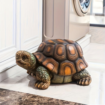 Tabouret de statue de tortue de jardin 18 po, sculpture en résine d'animaux simulés, tabouret décoratif polyvalent pour le salon, le balcon, le bureau, le jardin, la cour et la pelouse