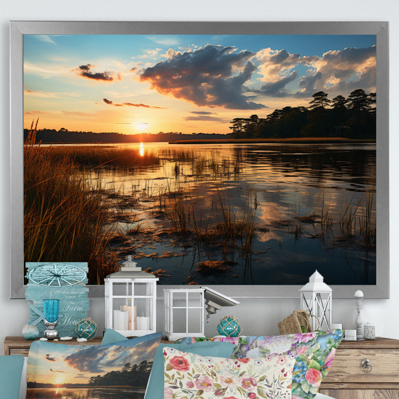 Paysage côtier du Delaware III sur toile, Cadre photo argenté, H 30 po x l 40 po x P 1,5 po