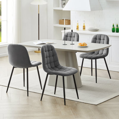50cm H Velvet Upholstered Metal Side Chair
