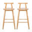 Tabouret de bar d'intérieur en bois d'hévéa, ensemble de 2, parfait pour la cuisine et la maison