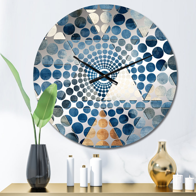 Rustic Cobalt Triangle Symphony - Geometric  Wall Clock, Small