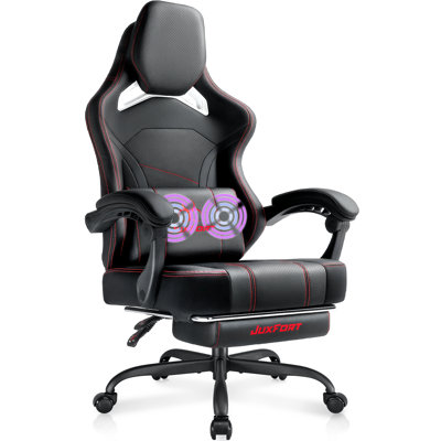 Big and Tall Gaming Chair with Massage and Pocket Spring Cushion,Gamer Chairs for Adults 400lb Weight Capacity, Video Game Chair with Headrest and Lum by Wrought Studio