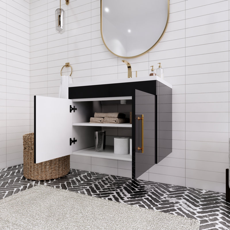 Ensemble de meuble-lavabo simple 30 po Topi, Noir brillant