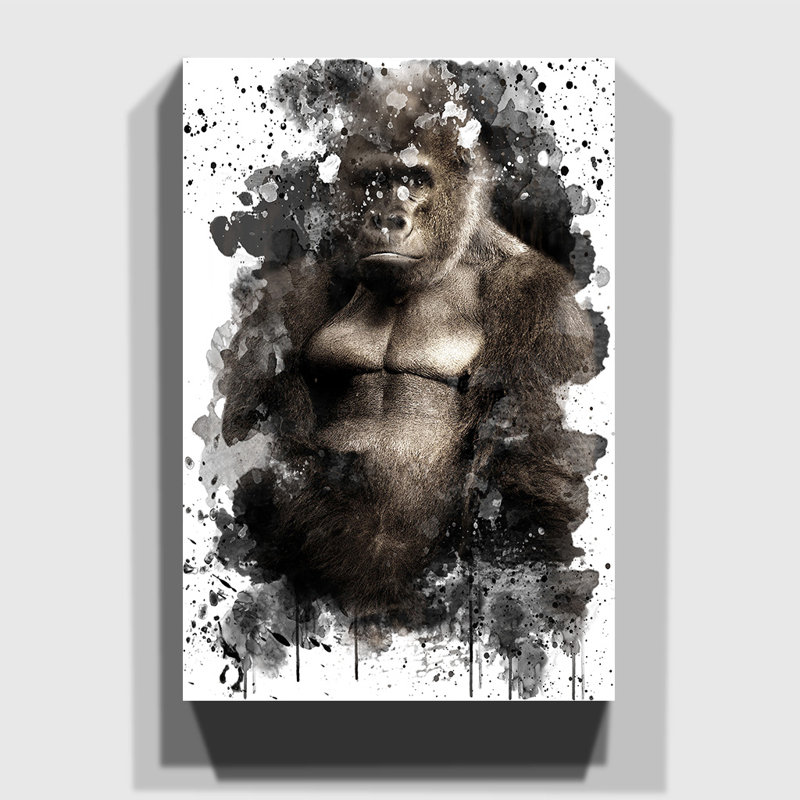 Silverback Gorilla - Wall Art, 60cm H x 40cm W, Wrapped Canvas