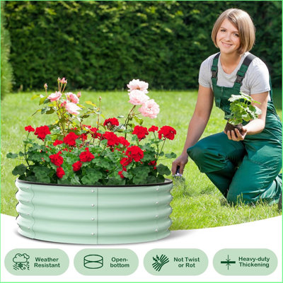 Lit de jardin surélevé, lit surélevé galvanisé, jardinières extérieures, jardinière galvanisée à base ouverte, jardinières surélevées, jardinière en métal pour légumes, fleurs, bordure en caoutchouc