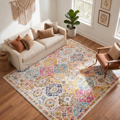 Sterne Machine Woven Beige/Blue/Orange/Pink/Teal/Yellow Indoor Rug