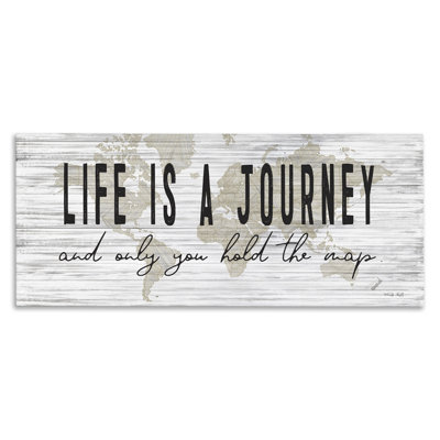 Life Is A Journey Rustic World Map XXL Stretched Canvas Wall Art By Cindy Jacobs