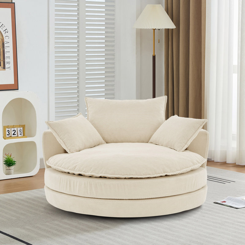 Fauteuil demi-tonneau pivotant Lasean, Beige