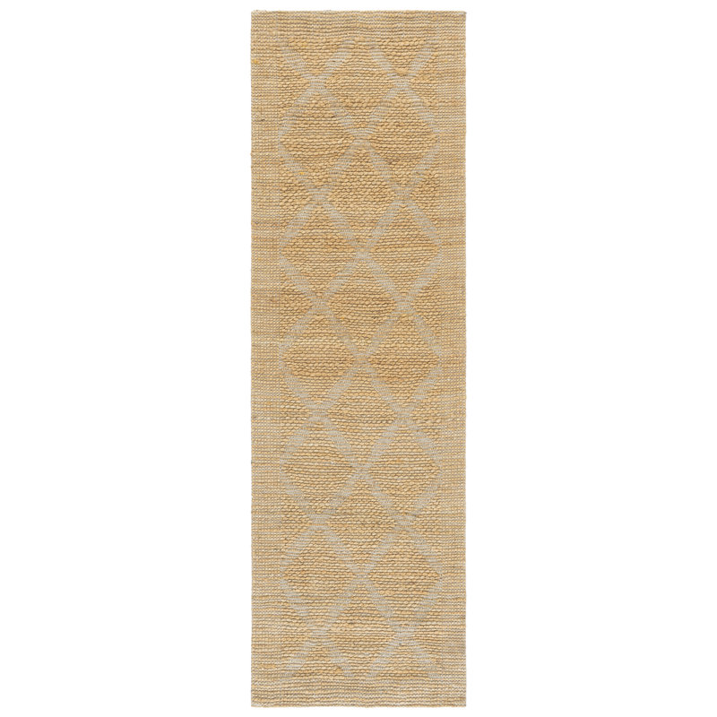 Natural Fiber Hand Woven Jacquard Performance Trellis Indoor Rug, 2'-3" X 8'-0" Runner