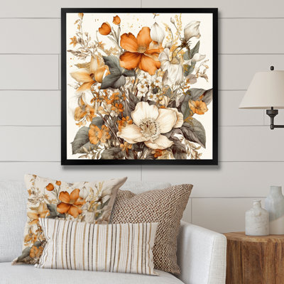 Rozanna Cream And Orange Flowers Bouquet Interpretation II - Print on Canvas