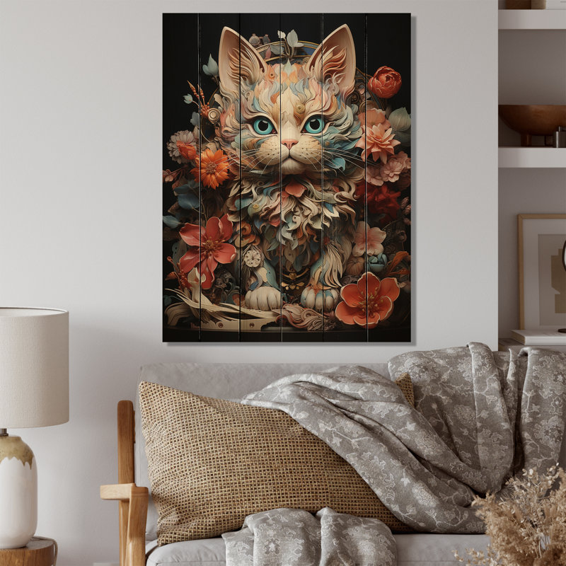 «Japon Art Waving Manekineko II» sur bois, H 20 po x l 10 po x P 0,78 po