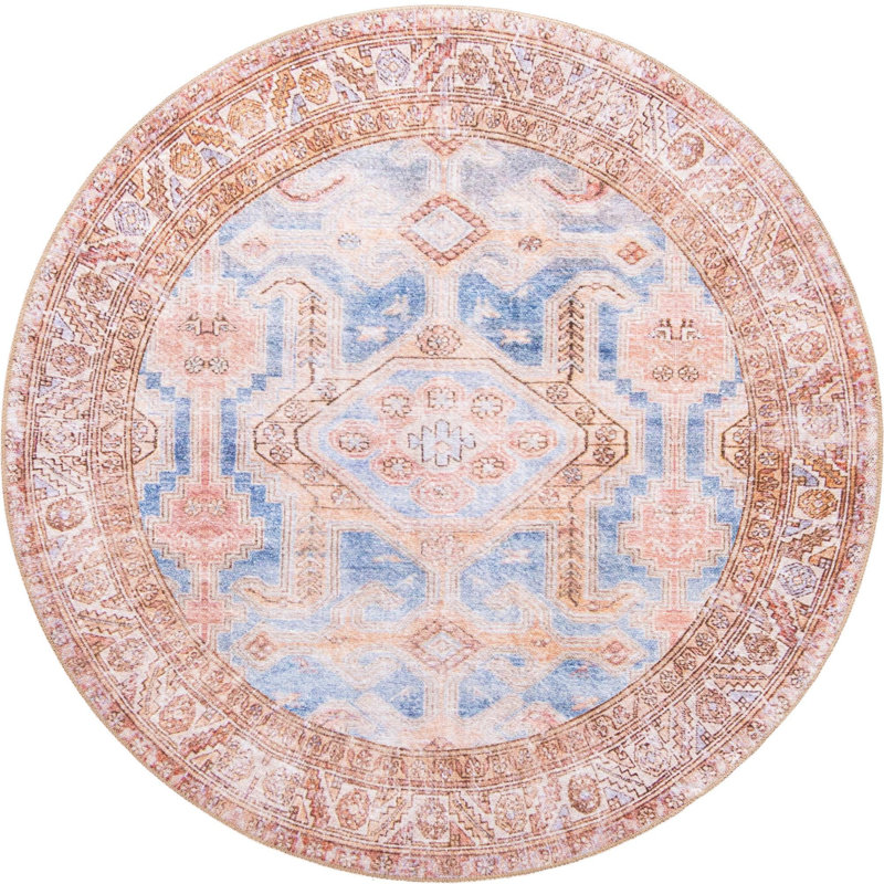 Tapis oriental bleu clair / beige Bernabe Kingsdown, Rond 5 pi