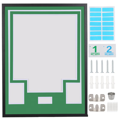 Custom Jersey Frame Display Case with Color Mat, Photo Slots & Signature Display, Wall Mount Shadow Box with Hardware Kit, Top Color: Green, Base Color: White