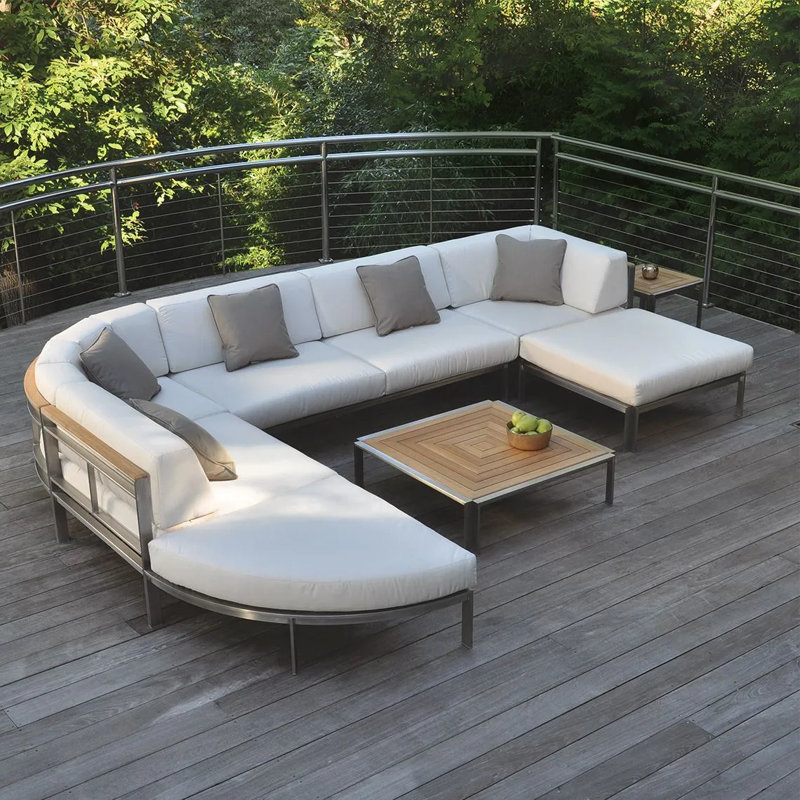 Tivoli Outdoor Teak Ottoman, Ash