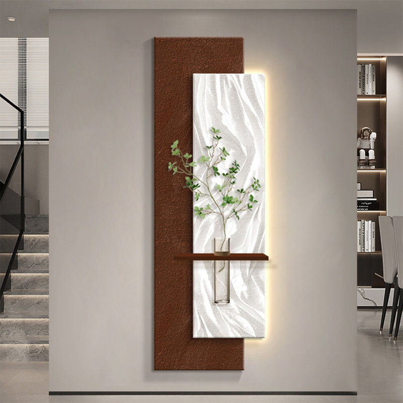 Red brown + White Rectangle Sandstone Wall art, 47.24" H x 15.75" W, Red Brown/White