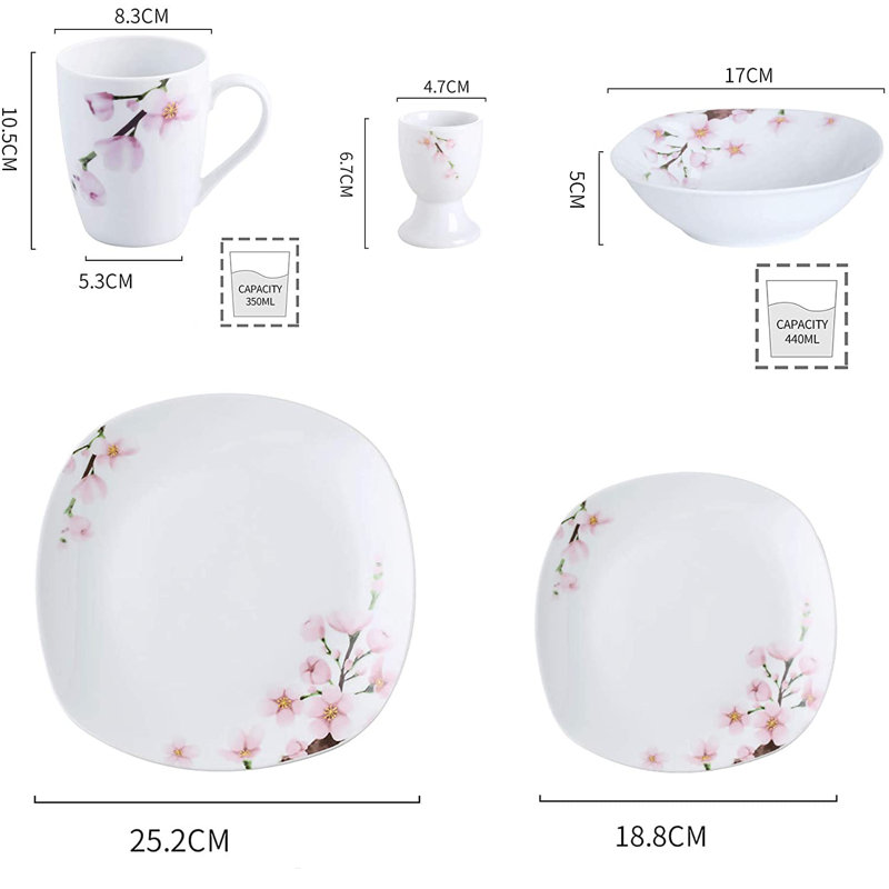 40 Piece Porcelain China Dinnerware Set - Service for 8