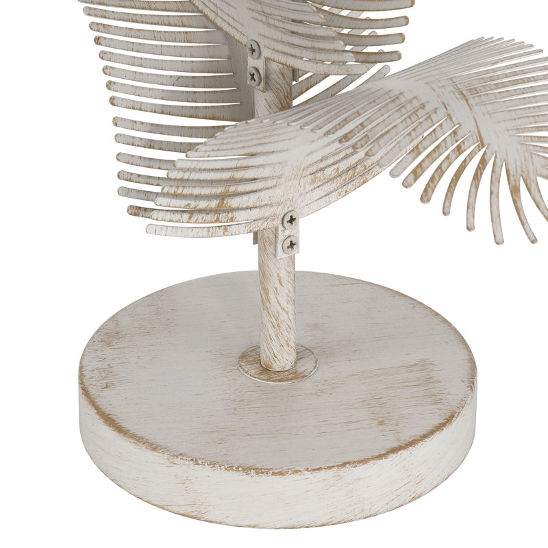 60cm Metal Table Lamp with Linen Shade, Antique Distressed White