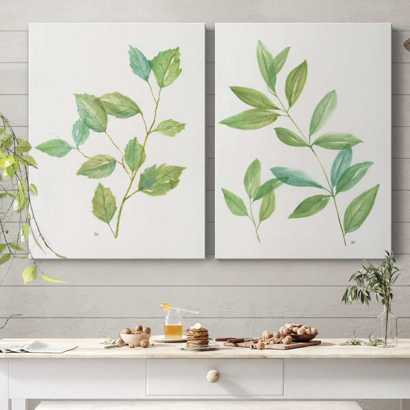 Printemps verts I - ensemble de 2 reproductions d'art, H 12 po x l 16 po x P 1 po, Toile tendue, Pas de tapis