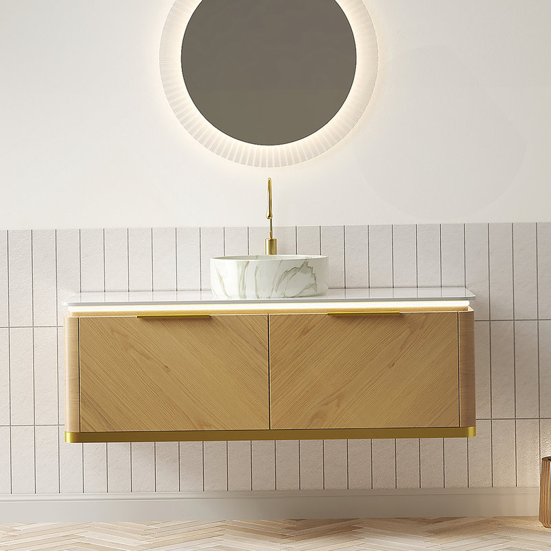 Meuble-lavabo et évier de salle de bain DIPA, Chêne