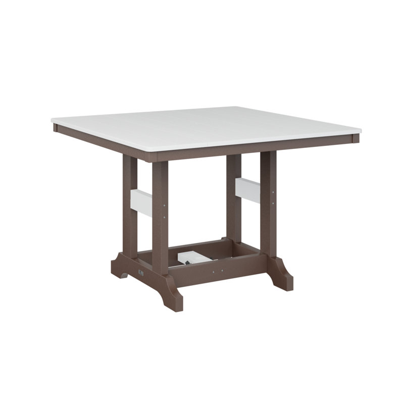 Garden Classic Outdoor Square Bar Table, White, Chocolate Brown
