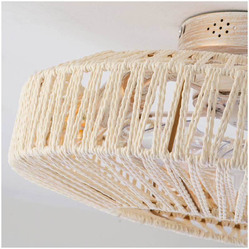 Ventilateurs de plafond en corde de 20 po avec télécommande, ventilateur encastré avec éclairage, ventilateur de plafond à profil bas à 6 vitesses à courant continu pour la chambre du salon. - AMPOULES NON INCLUSES - blanc mat