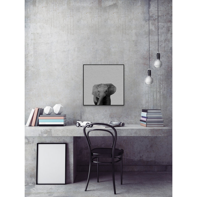 Elephant Surprise II - Drawing on Canvas, 30cm H x 30cm W x 4cm D