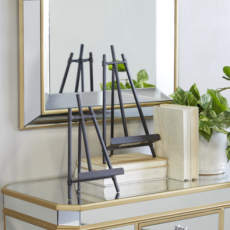 Gwennyth Metal Display Easel with Foldable Stand Set, Black