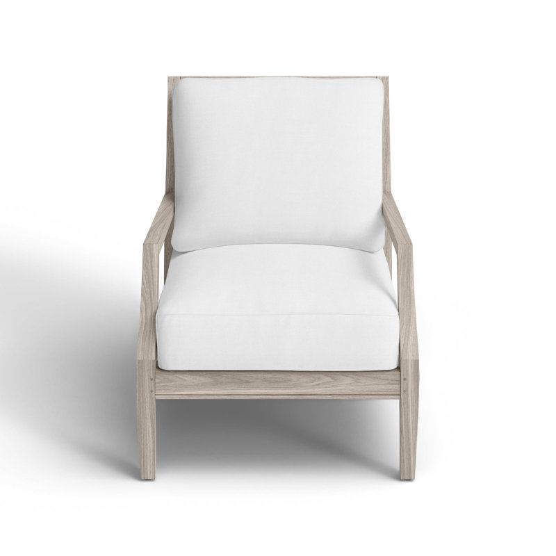 Haley Teak Patio Chair with Cushions, Oyster Teak, Natural White, No welt + Standard fill