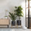 Jardinières de style Mid-Century moderne avec support, ensemble de 2 pots de fleurs d'extérieur décoratifs en métal pour le salon, le bureau, le jardin ou le balcon