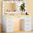 Makeup Vanity Desk with RGB LED Lighted Mirror & Charging Station, 3 Color Modes Makeup Vanity Table with 9 Drawers & 1 Open Shelf,Vanity Table with Glass Top for Bedroom, White