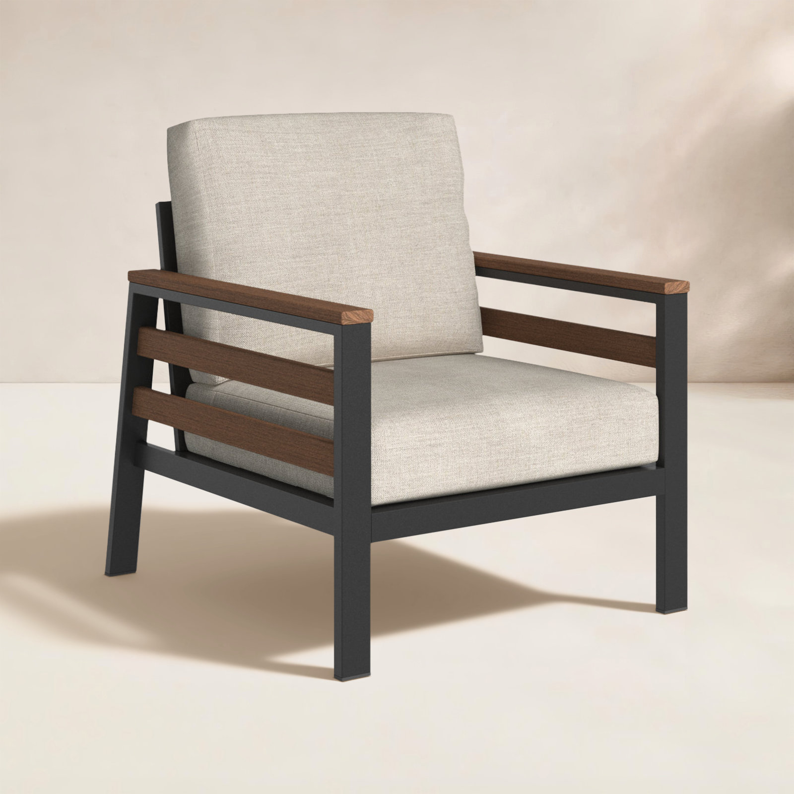 Townsend Sunbrella® Patio Lounge Chair, Cast Silver Sunbrella®, Brown/Dark Gray