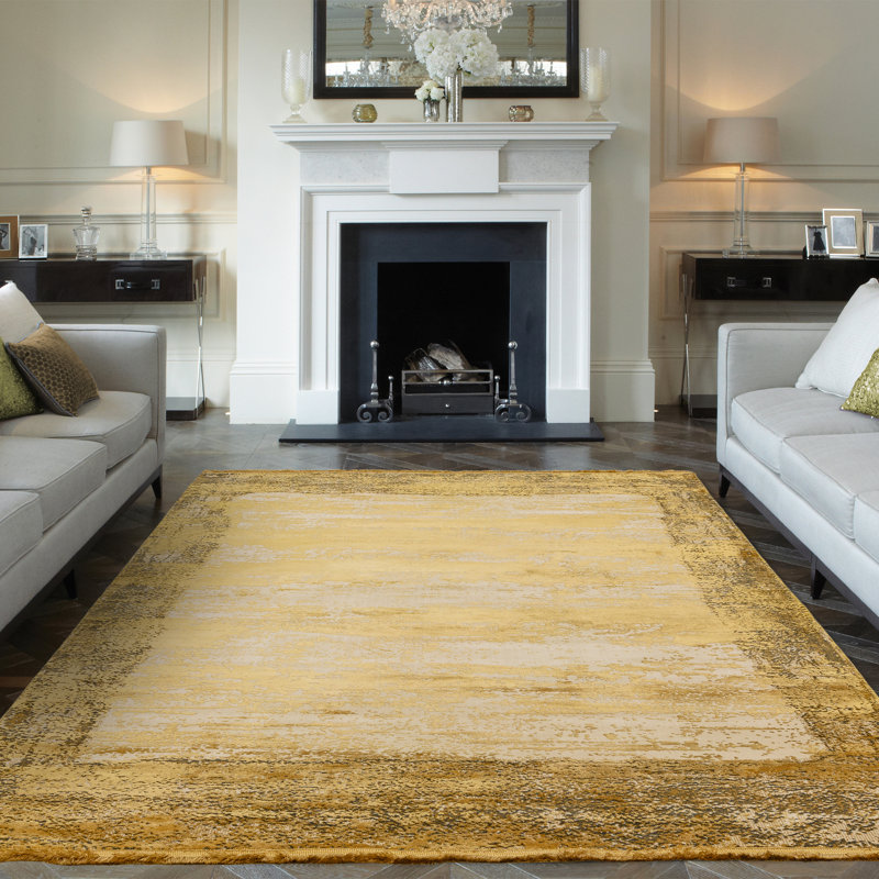 Ahadzi Abstract Gold Rug, Rectangle 160 x 230cm