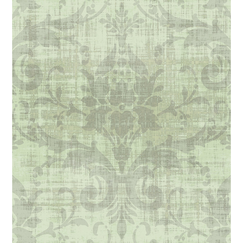 Palace Damask Metallic Wallpaper, Celadon