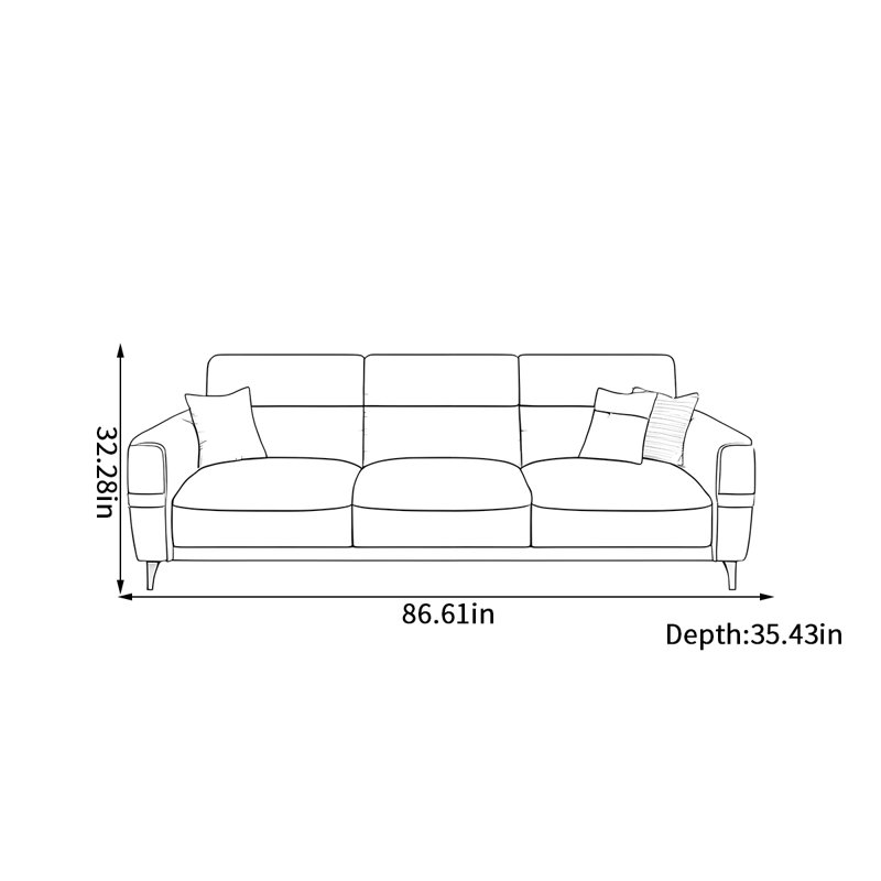 Modern and simple sofa, 3, 32.28" H x 86.61" W x 35.43" D