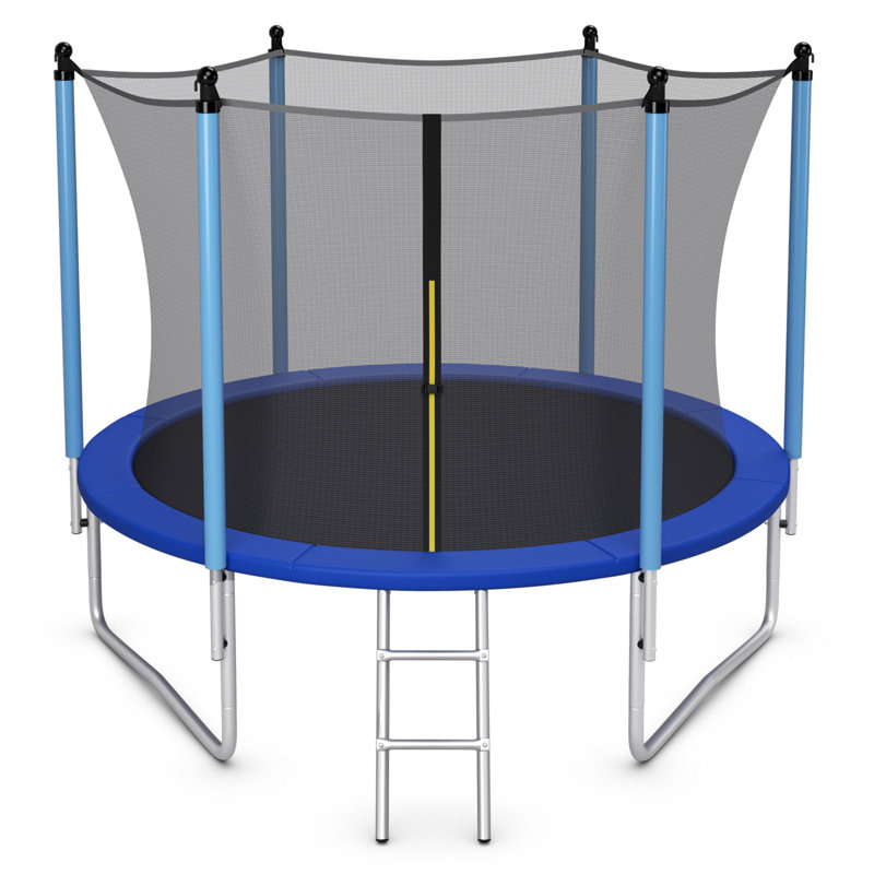 Gymax Round Backyard Trampoline with Safety Enclosure